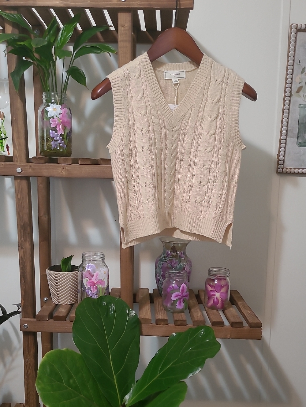 NWT Super Cute Tan Sweater Vest